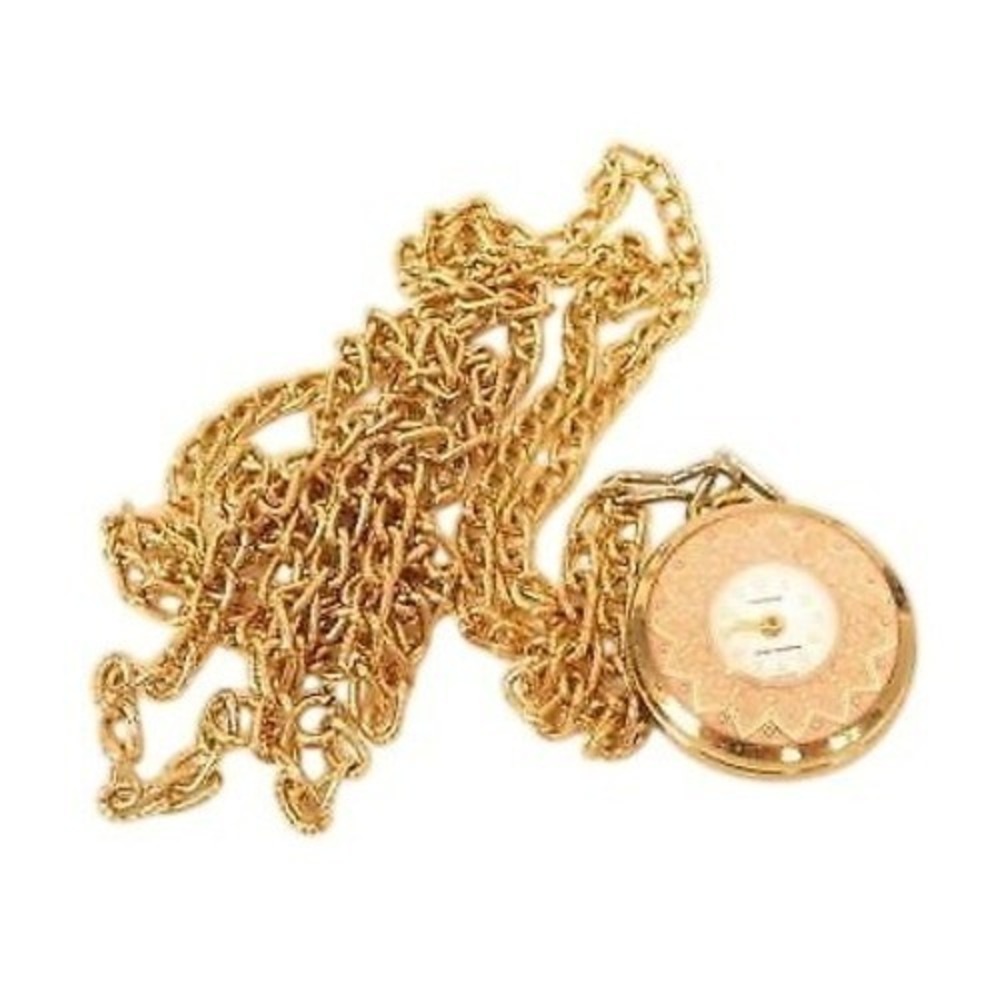 Triomphe Lifetime Mainspring‎ Vintage Gold Plated Necklace Pendant Watch*F258